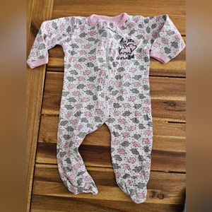 3-6 month girl elephant sleeper zip up pj